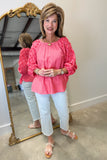 Multiples Peasant Top Coral Pink