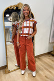 Farmhouse Denim Pants Burnt Red