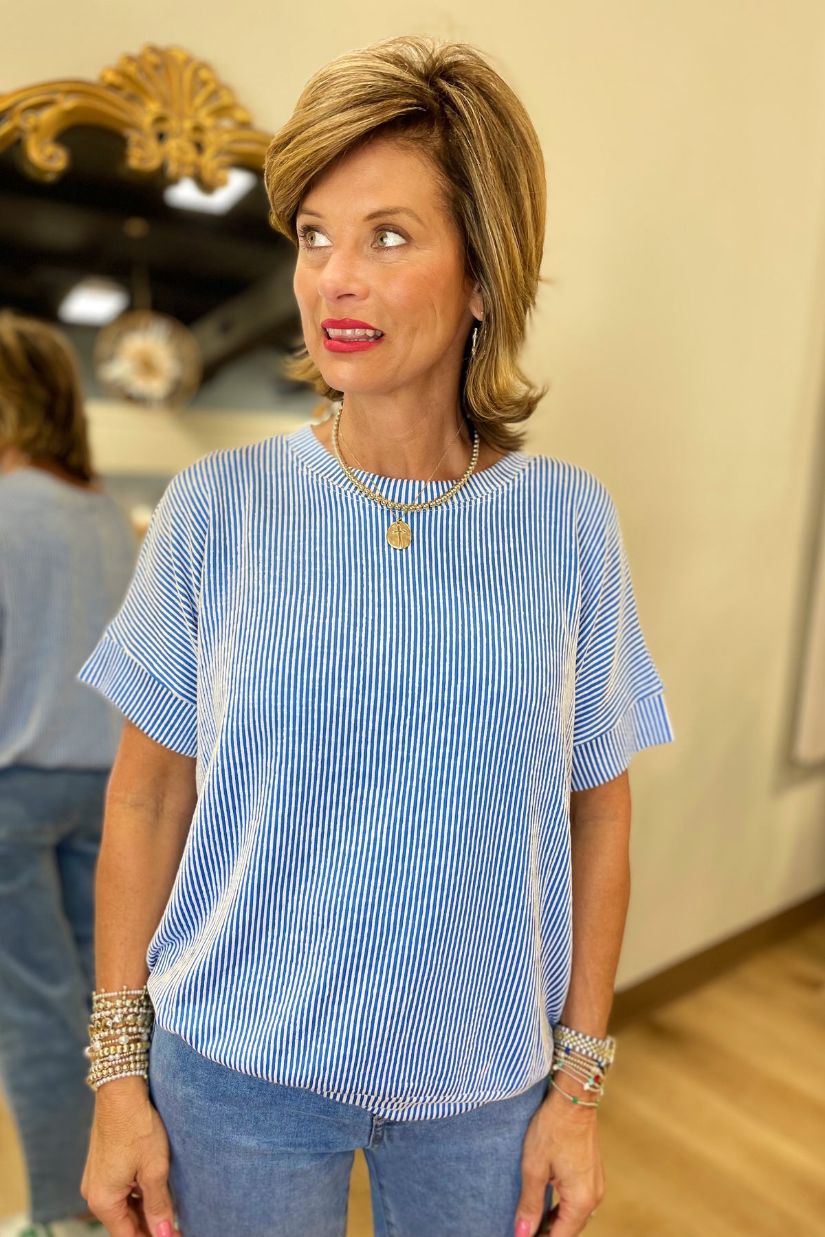 Casual Friday Rib Top Blue