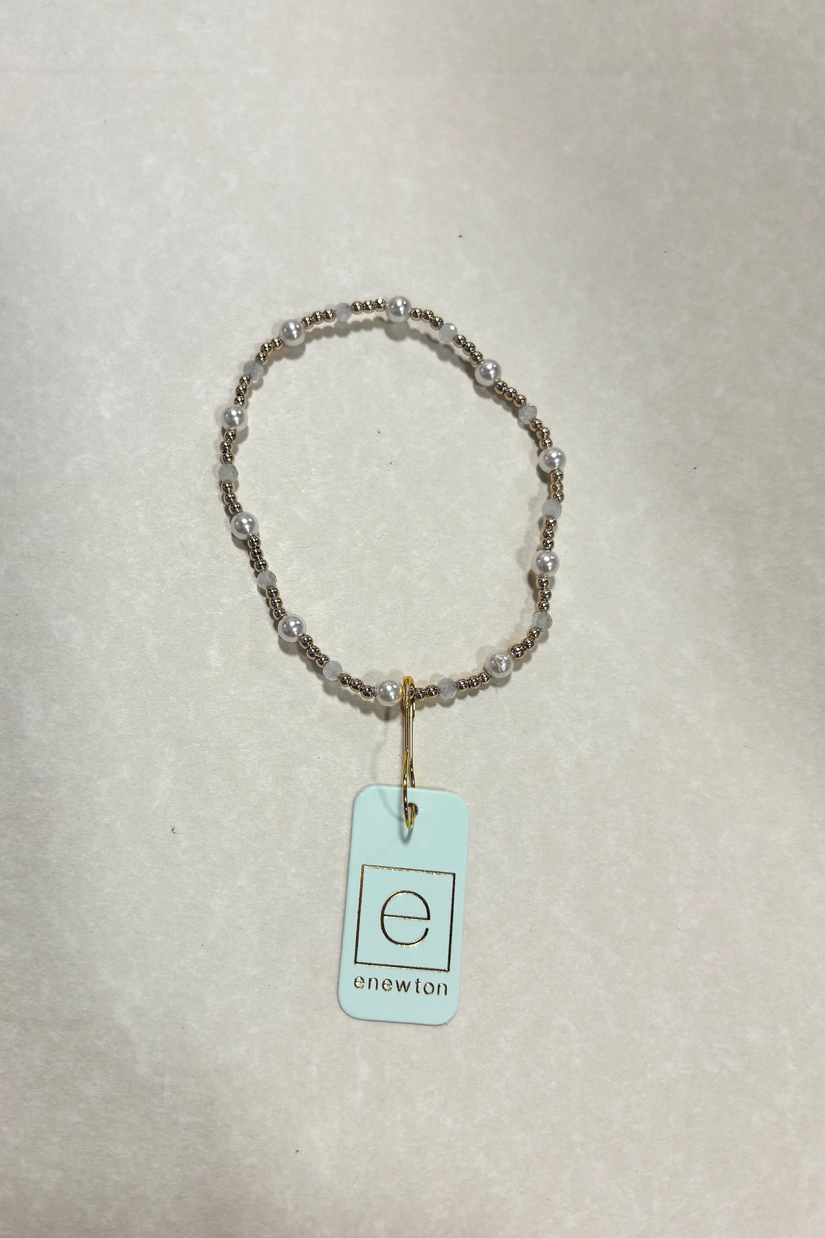 E Newton Pearl Sincerity Pattern 4mm Bead Bracelet Moonstone