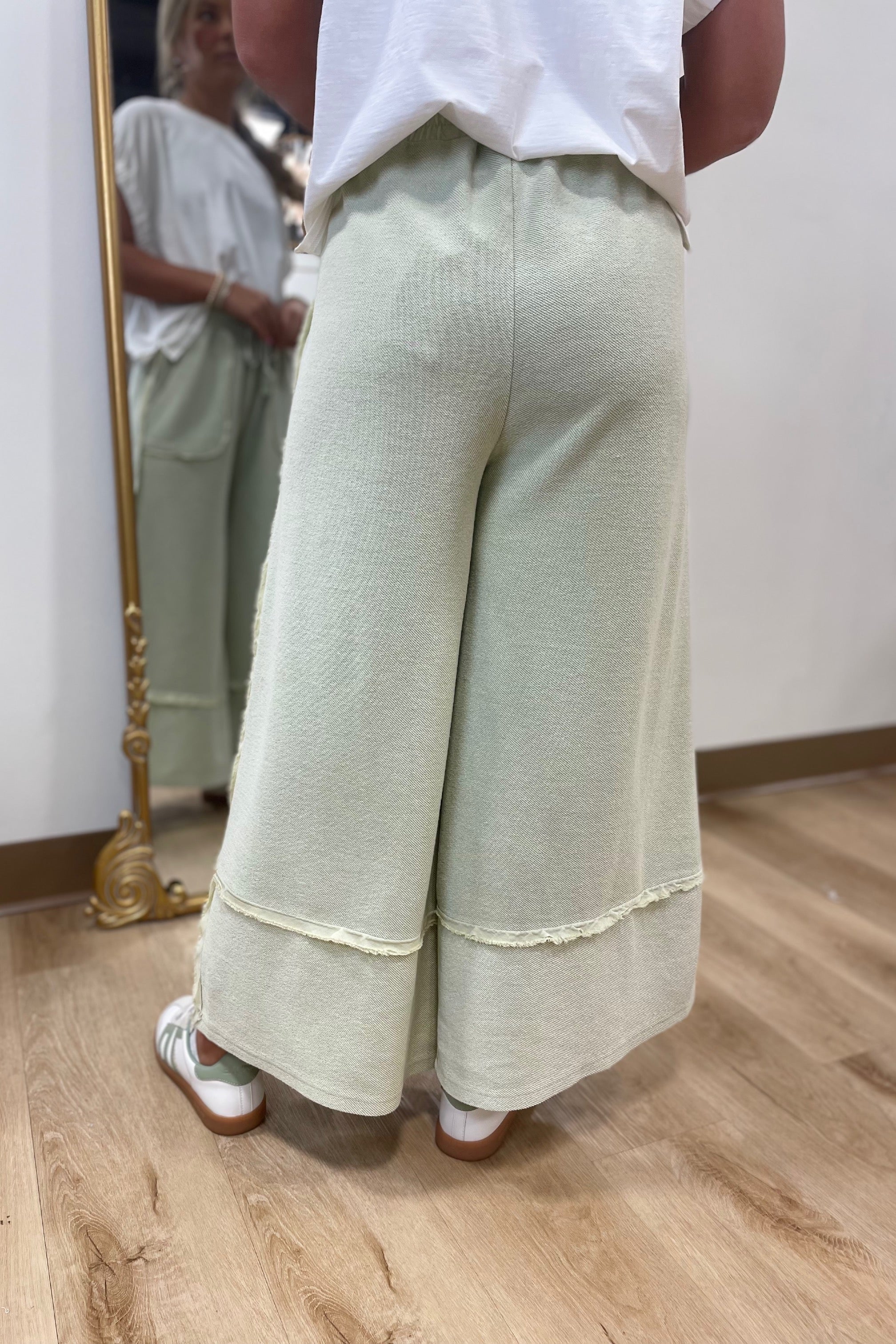Tyler Mineral Washed Palazzo Pants Olive