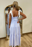 Soft Elegance Shoulder Tie Dress Blue