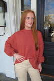 Unbe-leaf-able Oversized Front Pocket Sweater Top Rust