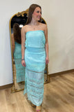 Beach Night Strapless Dress Aqua
