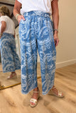 Umgee Abstract Print Denim Pants