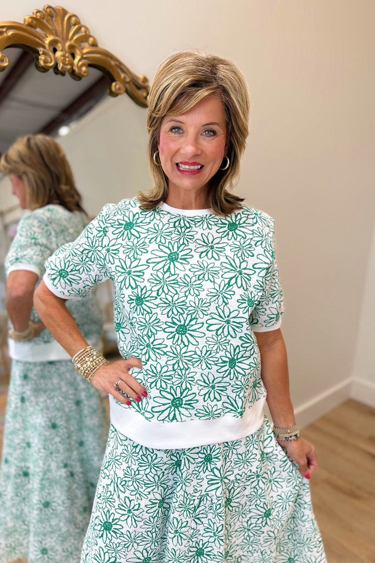 Joh Jerome Cotton Print Top Green