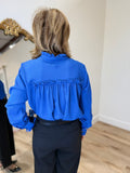 APNY Cropped Shirt W/ Ruffle Detail Dazzlin Blue
