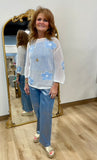 Charlie B Flower Power Sweater White