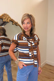 Fall Feelings Stripe Sweater w Overlay Brown