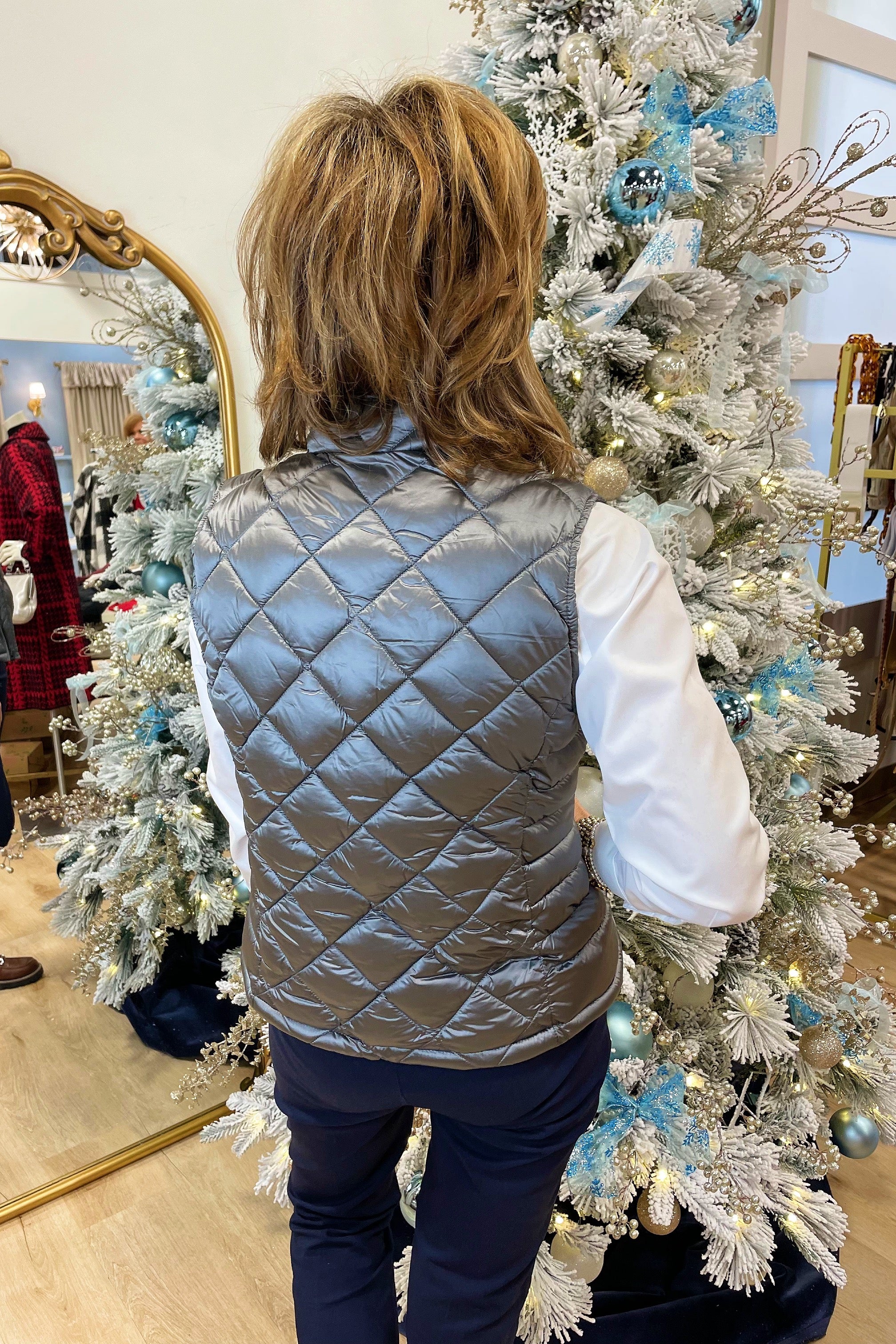 Dylan Fitted Zipper Vest Silver Grey