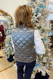 Dylan Fitted Zipper Vest Silver Grey