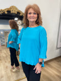Multiples Scoop Neck Top Turquoise