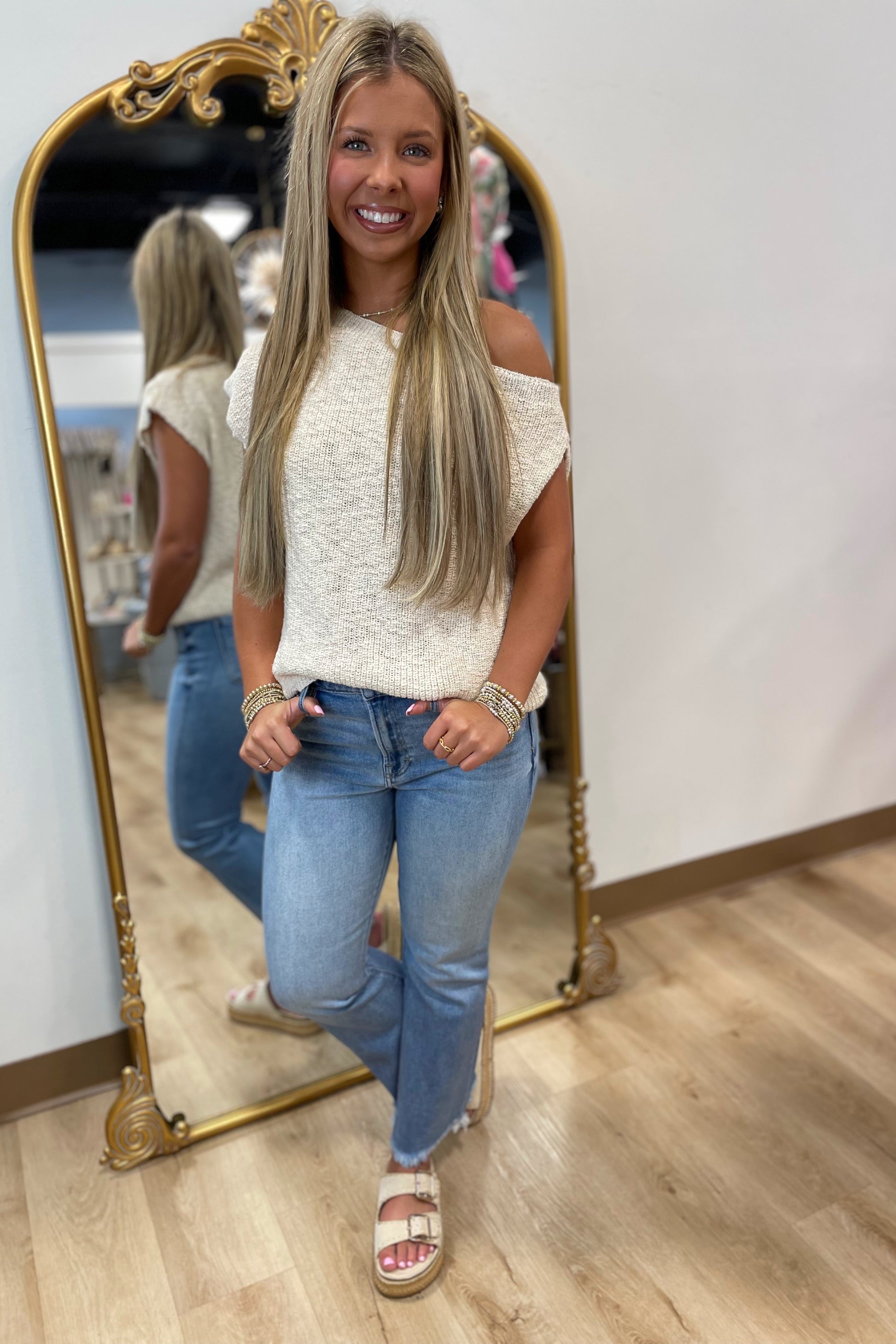 Sidney Slub One Shoulder Sweater Ivory