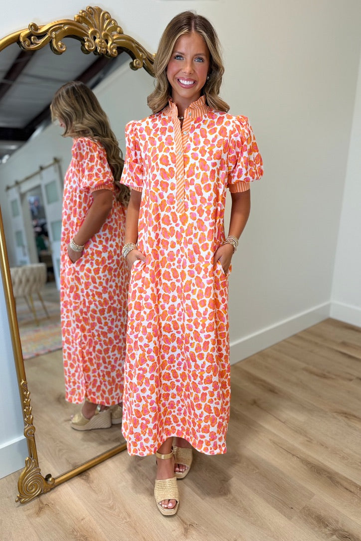Spot On Pastel Midi Dress Orange