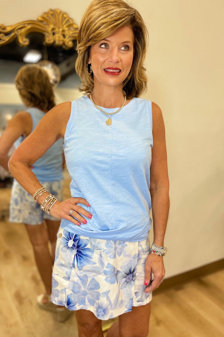 Charlie B Tank w Twisted Hem Bluebell