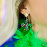 Taylor Shaye Mardi Sequin Fleur-de-Lis earrings