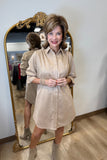 Boho Chic Faux Suede Shirt Dress Taupe