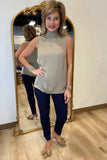 Renuar Sleeveless Mock Neck Blouse Twig
