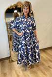 Umgee Petal Paisley Dress Blue