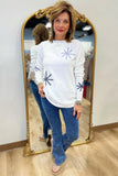 Charlie B Crew Neck w Needle Punch Ecru
