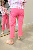 Multiples Fringe Hem Crop Pant Coral Pink