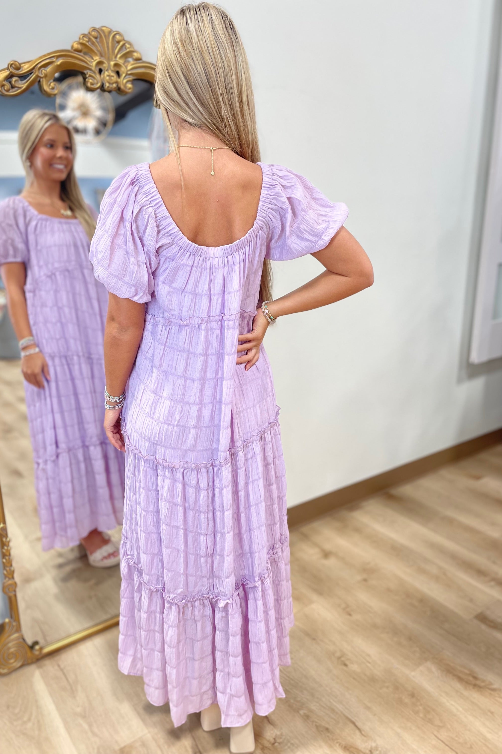 Umgee Flowing Tiered Dress Lavender