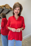 Renuar Split Neck Blouse Scarlett