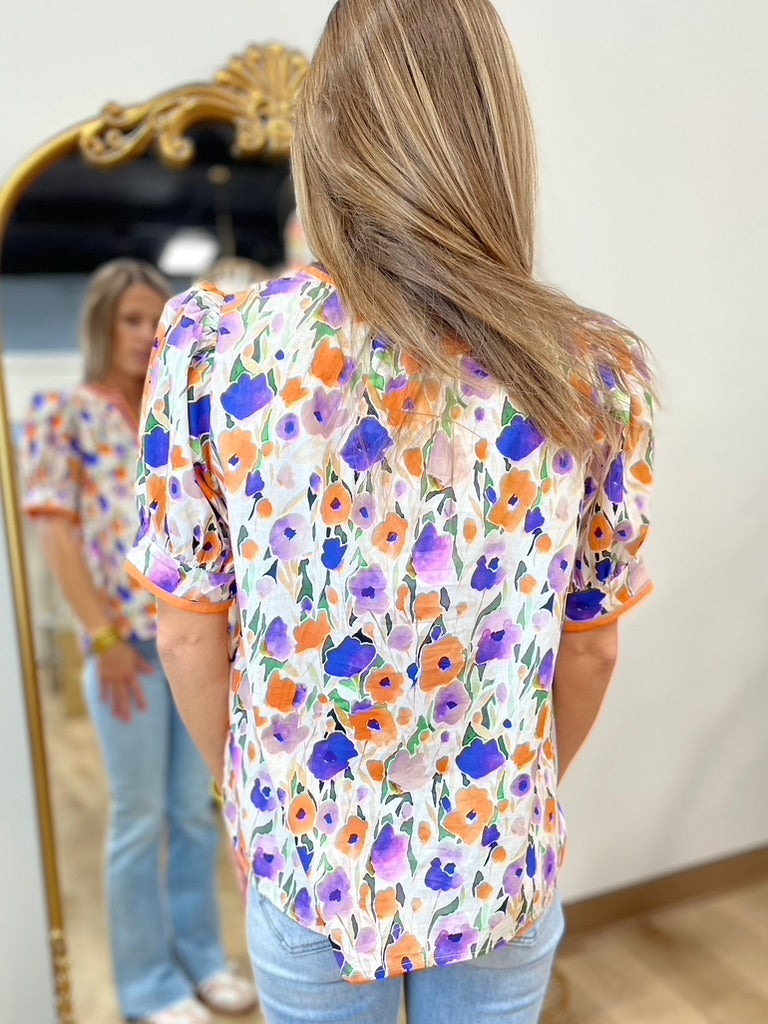 Flower Full Blouse Orange