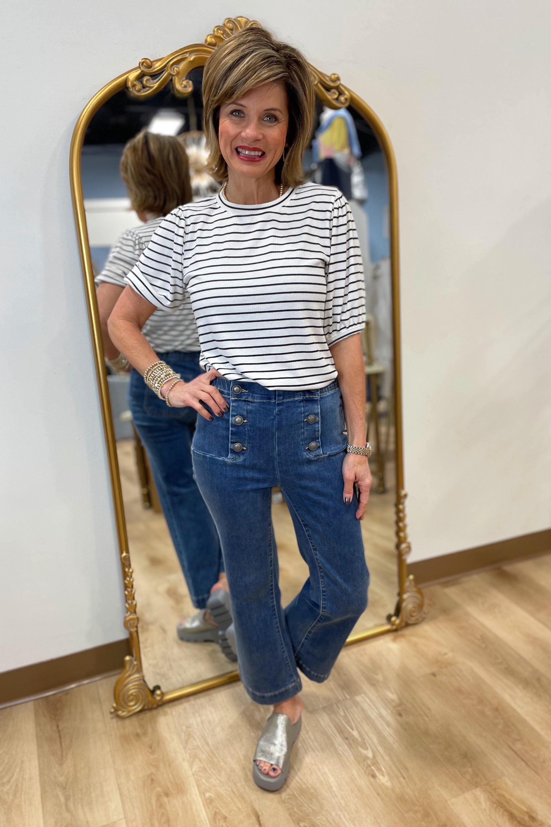 Dylan Sal Stripe Tee Black White.