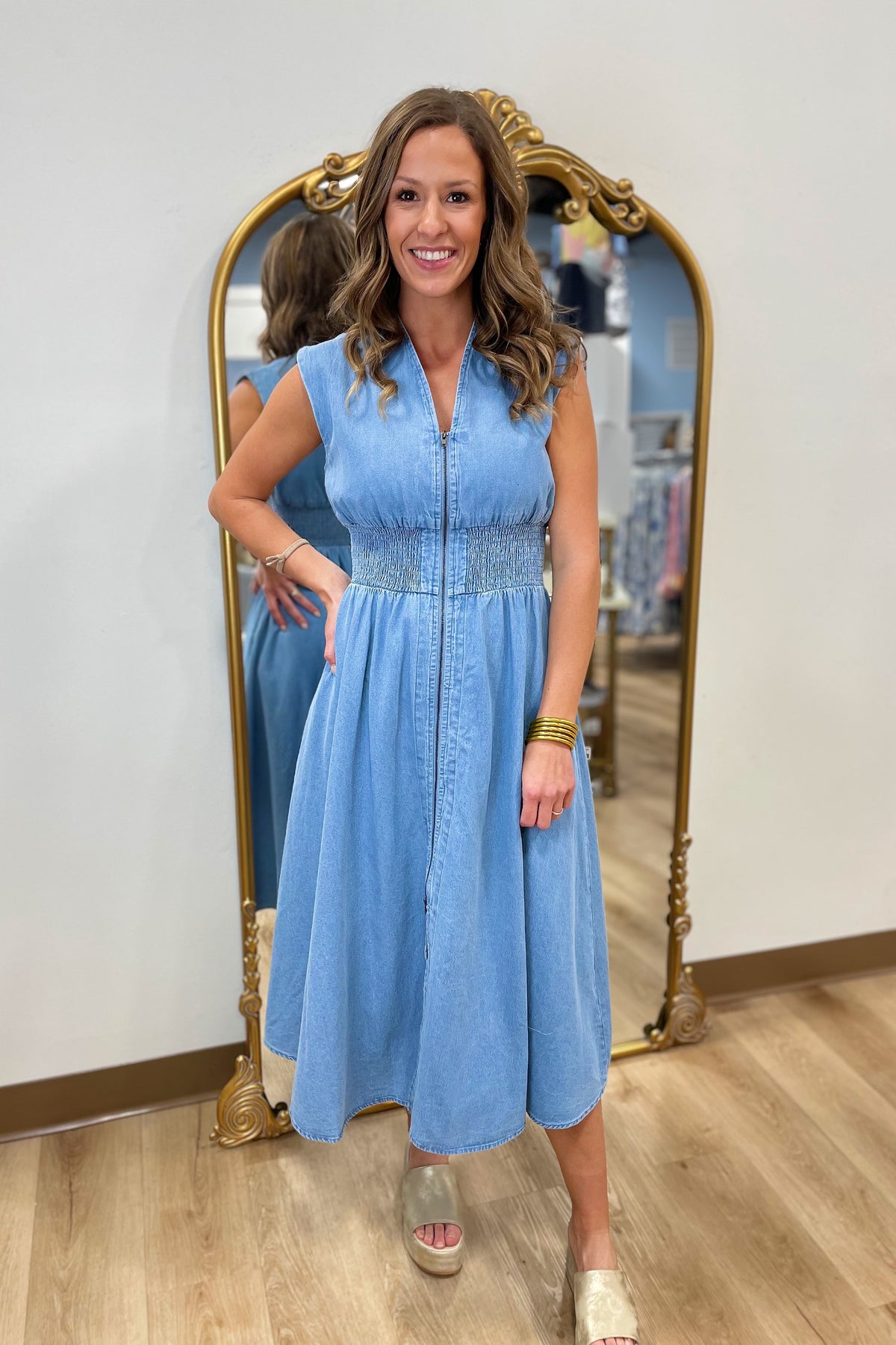 Stella Front Zip Dress Denim