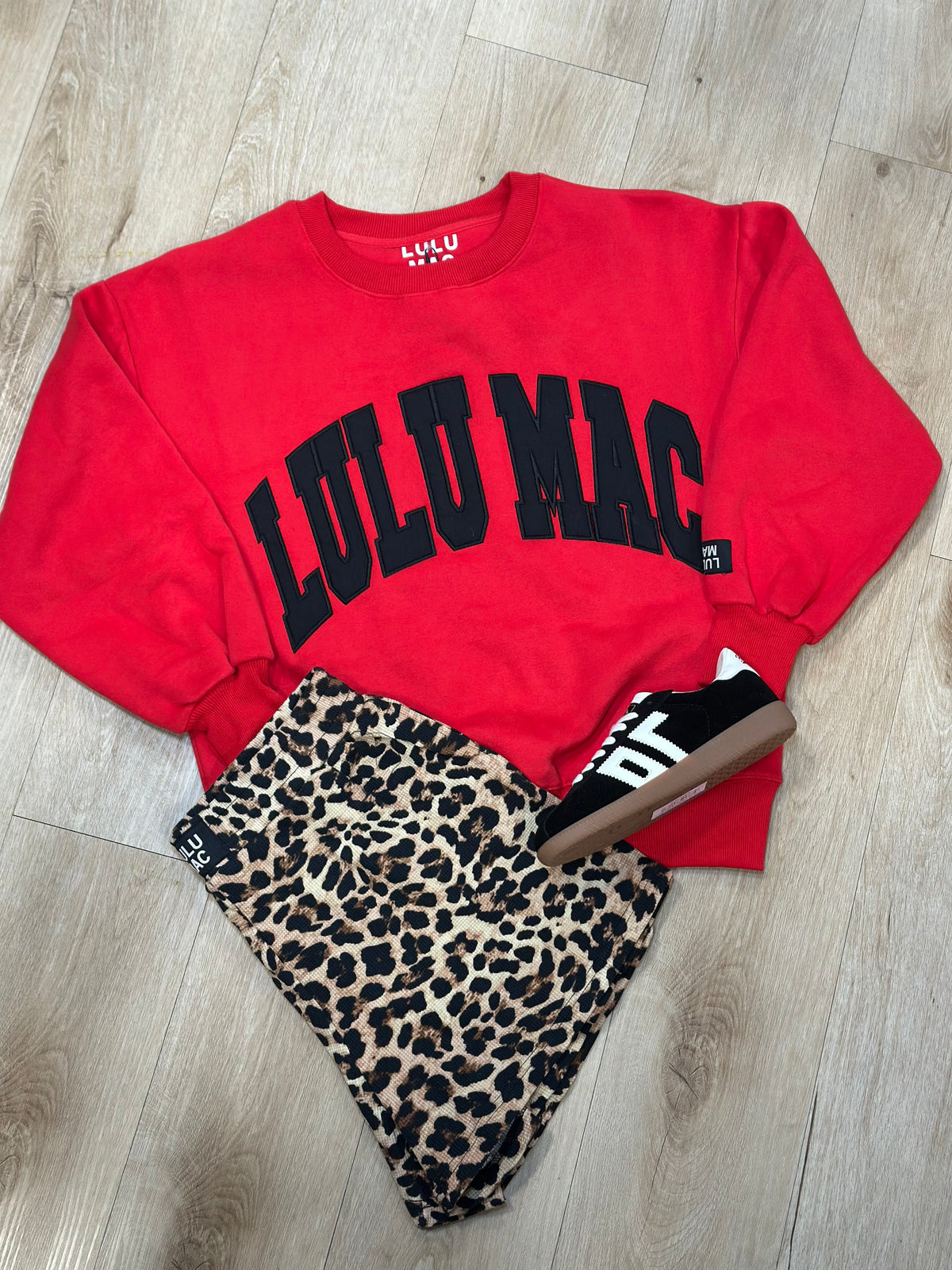 Lulu Mac Red Sweatshirt w/black writing