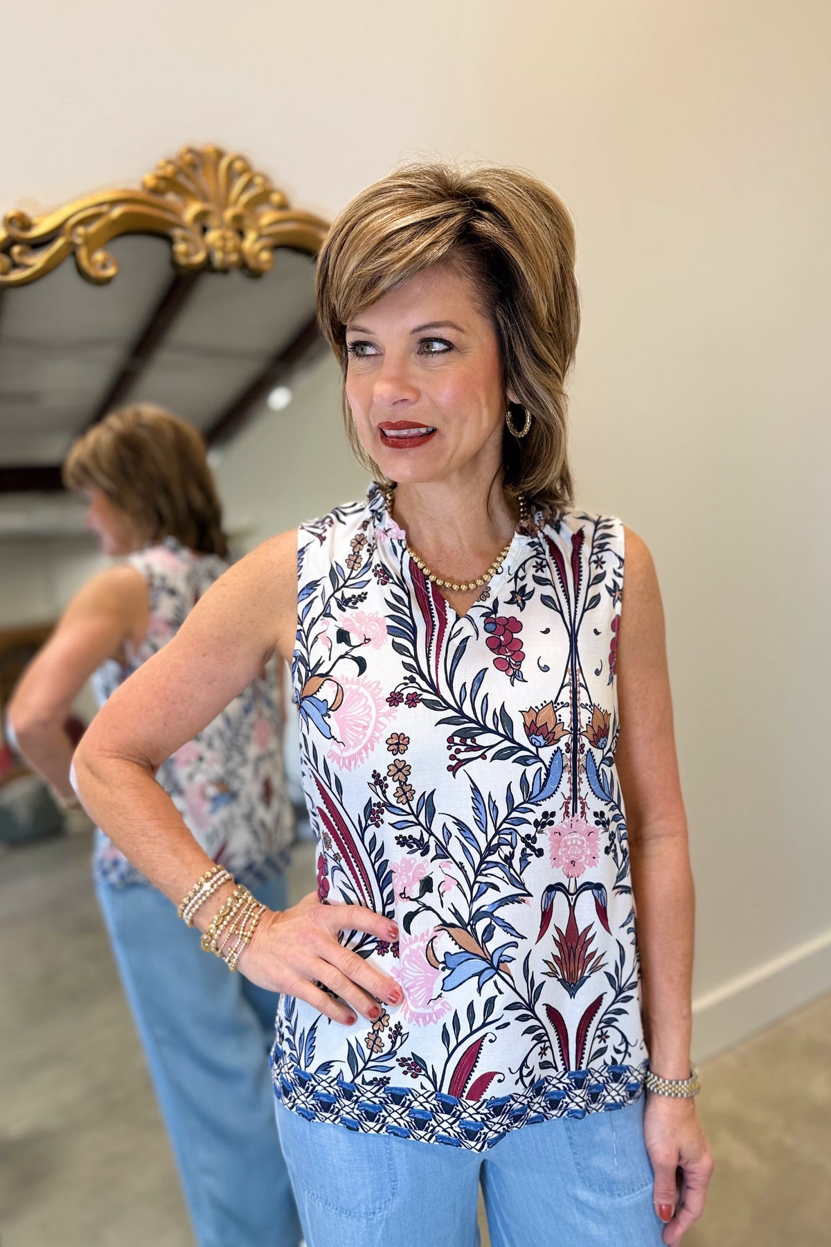 Charlie B Ruffle Neck Top Bella