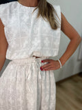 Eyelet Delight w Piece Skirt Set White