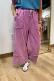Tyler Wide Leg Mineral Washed Pants Wild Berry