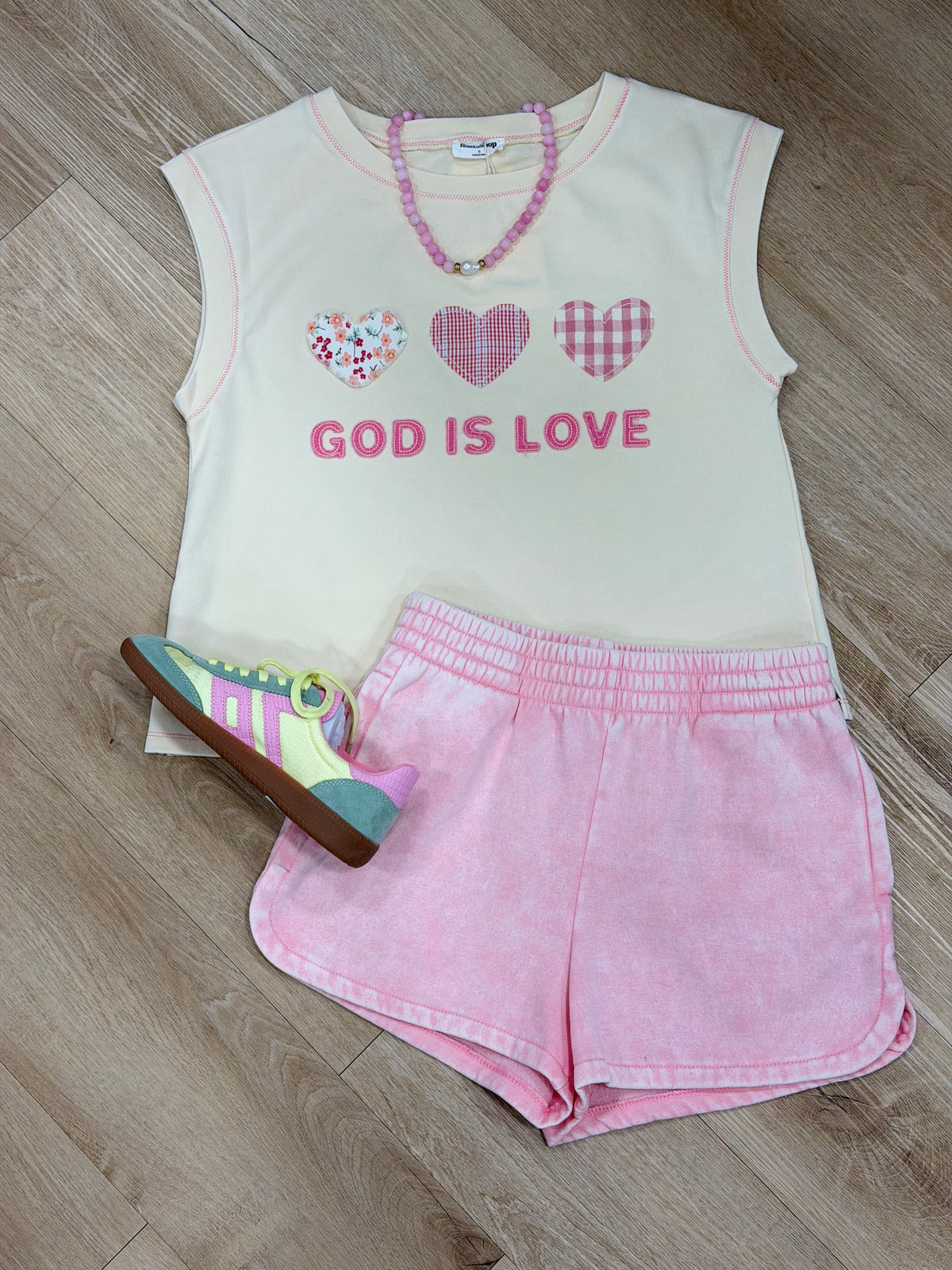 God Is Love Applique' Tank Cream