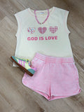 Acid Washed Sweat Short Pink