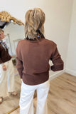 Charlie B V Neck Sweater BrowN