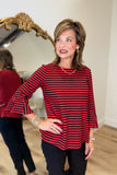 Multiples 3/4 Flounce Sleeve Top Crimson