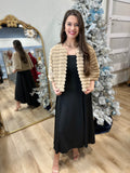 Half Sleeve Faux Fur Crop Jacket -taupe