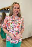 Colorfull Leopard Ruffle Blouse