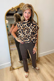 Umgee Mock Neck Bubble Top Leopard