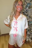 Comfy Tonight Satin Short Pajama Set Cream
