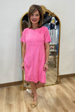 Joh Audrey V Neck Short Sleeve Dress Bubble Gum