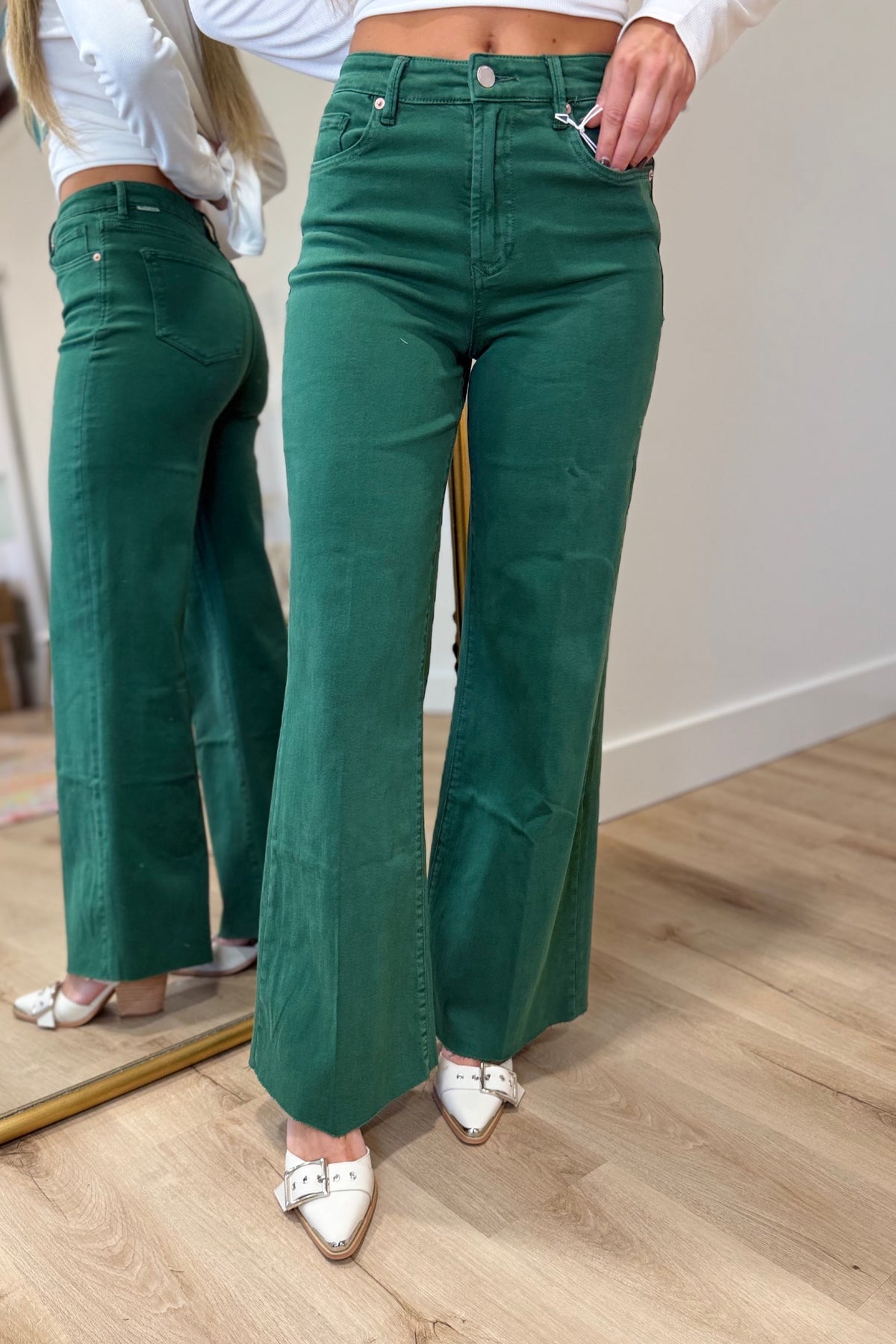 Dear John Fiona Wide Leg Jean Pine Needle