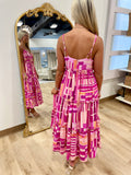 Block Party Tiered Dress Pink Mix