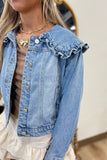 Frilly Sailor Collar Denim Jacket Mineral Washed