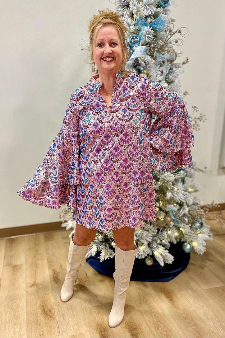 Buddy Love Feeling Sparkly Mini Dress Pink