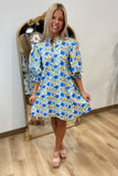 Flourishing Poppies Swing Dress Blue