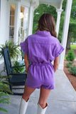 Geaux Tiger Denim Romper Purple