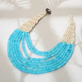 Woven Detail Multi Strand Beaded Collar